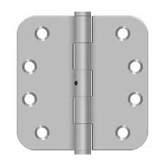 Deltana [SS44R5U32D-RN] Stainless Steel Door Butt Hinge - Residential - Non-Removable Pin Button Tip - 5/8&quot; Radius Corner - Brushed Finish - Pair - 4&quot; H x 4&quot; W