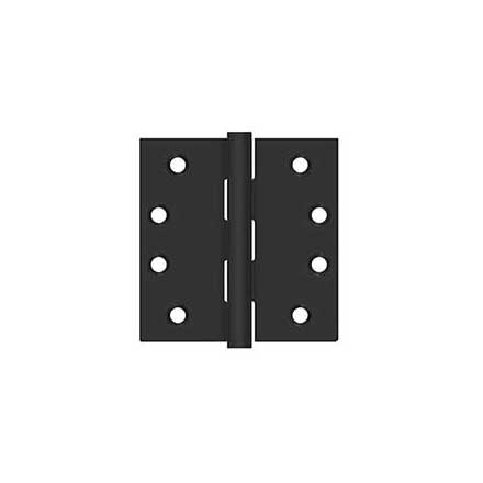 Deltana [SS44U1B-R] Stainless Steel Door Butt Hinge - Residential - Button Tip - Square Corner - Paint Black Finish - Pair - 4&quot; H x 4&quot; W