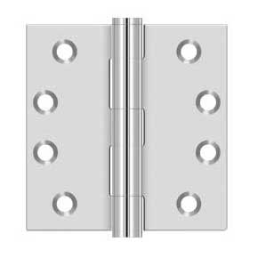 Deltana [SS44U32] Stainless Steel Door Butt Hinge - Button Tip - Square Corner - Polished Finish - Pair - 4" H x 4" W