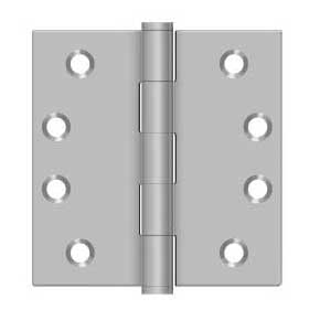 Deltana [SS44U32D-R] Stainless Steel Door Butt Hinge - Residential - Button Tip - Square Corner - Brushed Finish - Pair - 4" H x 4" W