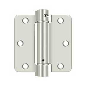Deltana [DSH35R414] Steel Door Spring Hinge - 1/4" Radius Corner - Polished Nickel Finish - 3 1/2" W x 3 1/2" H