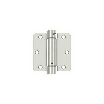 Deltana [DSH35R414] Steel Door Spring Hinge - 1/4" Radius Corner - Polished Nickel Finish - 3 1/2" W x 3 1/2" H