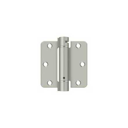Deltana [DSH35R415] Steel Door Spring Hinge - 1/4" Radius Corner - Brushed Nickel Finish - 3 1/2" W x 3 1/2" H