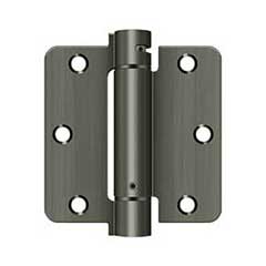 Deltana [DSH35R415A] Steel Door Spring Hinge - 1/4&quot; Radius Corner - Antique Nickel Finish - 3 1/2&quot; W x 3 1/2&quot; H