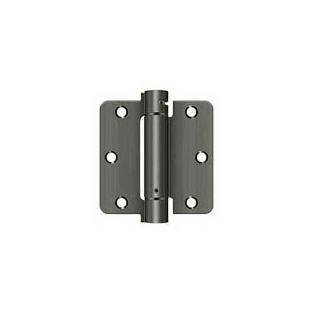 Deltana [DSH35R415A] Steel Door Spring Hinge - 1/4" Radius Corner - Antique Nickel Finish - 3 1/2" W x 3 1/2" H