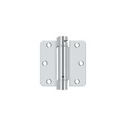 Deltana [DSH35R426] Steel Door Spring Hinge - 1/4" Radius Corner - Polished Chrome Finish - 3 1/2" W x 3 1/2" H