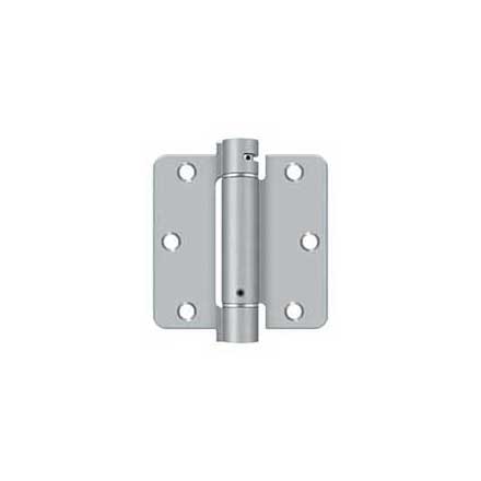 Deltana [DSH35R426D] Steel Door Spring Hinge - 1/4&quot; Radius Corner - Brushed Chrome Finish - 3 1/2&quot; W x 3 1/2&quot; H