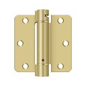 Deltana [DSH35R43/4] Steel Door Spring Hinge - 1/4" Radius Corner - Brushed & Polished Brass Finish - 3 1/2" W x 3 1/2" H