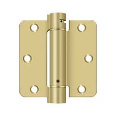 Deltana [DSH35R43/4] Steel Door Spring Hinge - 1/4&quot; Radius Corner - Brushed &amp; Polished Brass Finish - 3 1/2&quot; W x 3 1/2&quot; H