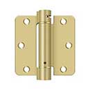 Deltana [DSH35R43/4] Steel Door Spring Hinge - 1/4" Radius Corner - Brushed & Polished Brass Finish - 3 1/2" W x 3 1/2" H