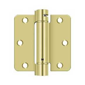 Deltana [DSH35R43] Steel Door Spring Hinge - 1/4" Radius Corner - Polished Brass Finish - 3 1/2" W x 3 1/2" H