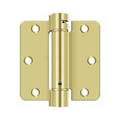 Deltana [DSH35R43] Steel Door Spring Hinge - 1/4&quot; Radius Corner - Polished Brass Finish - 3 1/2&quot; W x 3 1/2&quot; H