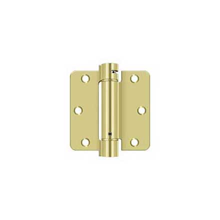 Deltana [DSH35R43] Steel Door Spring Hinge - 1/4&quot; Radius Corner - Polished Brass Finish - 3 1/2&quot; W x 3 1/2&quot; H