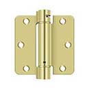 Deltana [DSH35R43] Steel Door Spring Hinge - 1/4" Radius Corner - Polished Brass Finish - 3 1/2" W x 3 1/2" H