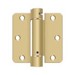 Deltana [DSH35R44] Steel Door Spring Hinge - 1/4" Radius Corner - Brushed Brass Finish - 3 1/2" W x 3 1/2" H