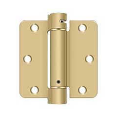 Deltana [DSH35R44] Steel Door Spring Hinge - 1/4&quot; Radius Corner - Brushed Brass Finish - 3 1/2&quot; W x 3 1/2&quot; H