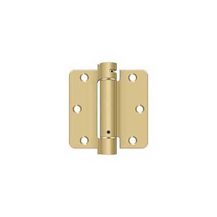 Deltana [DSH35R44] Steel Door Spring Hinge - 1/4&quot; Radius Corner - Brushed Brass Finish - 3 1/2&quot; W x 3 1/2&quot; H