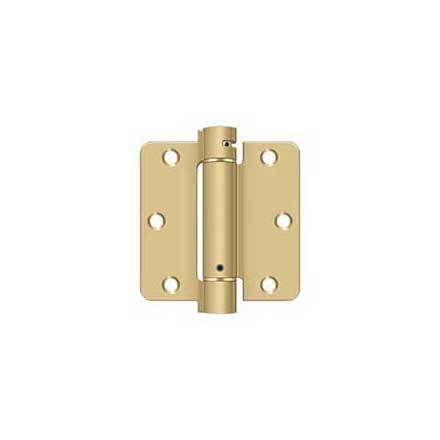 Deltana [DSH35R44] Steel Door Spring Hinge - 1/4&quot; Radius Corner - Brushed Brass Finish - 3 1/2&quot; W x 3 1/2&quot; H