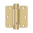 Deltana [DSH35R44] Steel Door Spring Hinge - 1/4" Radius Corner - Brushed Brass Finish - 3 1/2" W x 3 1/2" H