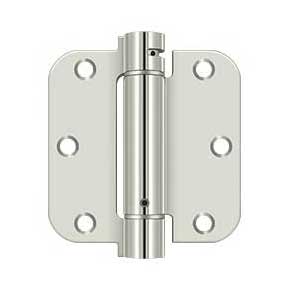 Deltana [DSH35R514] Steel Door Spring Hinge - 5/8" Radius Corner - Polished Nickel Finish - 3 1/2" W x 3 1/2" H