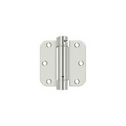 Deltana [DSH35R514] Steel Door Spring Hinge - 5/8&quot; Radius Corner - Polished Nickel Finish - 3 1/2&quot; W x 3 1/2&quot; H