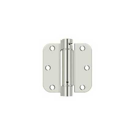 Deltana [DSH35R514] Steel Door Spring Hinge - 5/8&quot; Radius Corner - Polished Nickel Finish - 3 1/2&quot; W x 3 1/2&quot; H