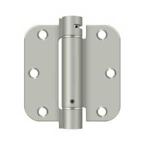 Deltana [DSH35R515] Steel Door Spring Hinge - 5/8" Radius Corner - Brushed Nickel Finish - 3 1/2" W x 3 1/2" H