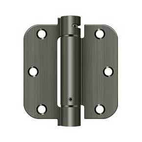 Deltana [DSH35R515A] Steel Door Spring Hinge - 5/8" Radius Corner - Antique Nickel Finish - 3 1/2" W x 3 1/2" H