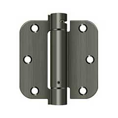 Deltana [DSH35R515A] Steel Door Spring Hinge - 5/8&quot; Radius Corner - Antique Nickel Finish - 3 1/2&quot; W x 3 1/2&quot; H