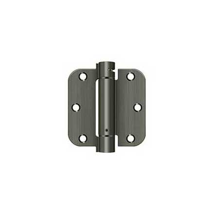 Deltana [DSH35R515A] Steel Door Spring Hinge - 5/8&quot; Radius Corner - Antique Nickel Finish - 3 1/2&quot; W x 3 1/2&quot; H