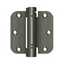 Deltana [DSH35R515A] Steel Door Spring Hinge - 5/8" Radius Corner - Antique Nickel Finish - 3 1/2" W x 3 1/2" H