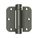 Deltana [DSH35R515A] Steel Door Spring Hinge - 5/8&quot; Radius Corner - Antique Nickel Finish - 3 1/2&quot; W x 3 1/2&quot; H