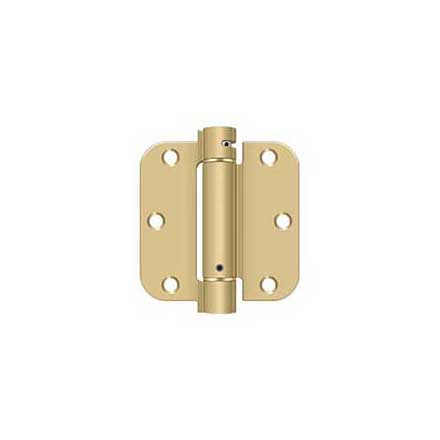 Deltana [DSH35R53/4] Steel Door Spring Hinge - 5/8&quot; Radius Corner - Brushed &amp; Polished Brass Finish - 3 1/2&quot; W x 3 1/2&quot; H