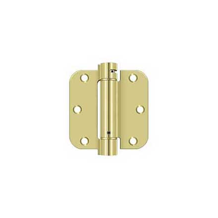 Deltana [DSH35R53] Steel Door Spring Hinge - 5/8" Radius Corner - Polished Brass Finish - 3 1/2" W x 3 1/2" H