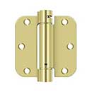 Deltana [DSH35R53] Steel Door Spring Hinge - 5/8" Radius Corner - Polished Brass Finish - 3 1/2" W x 3 1/2" H