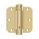 Deltana [DSH35R54] Steel Door Spring Hinge - 5/8" Radius Corner - Brushed Brass Finish - 3 1/2" W x 3 1/2" H