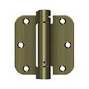 Deltana [DSH35R55] Steel Door Spring Hinge - 5/8" Radius Corner - Antique Brass Finish - 3 1/2" W x 3 1/2" H