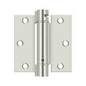 Deltana [DSH35U14] Steel Door Spring Hinge - Square Corner - Polished Nickel Finish - 3 1/2" W x 3 1/2" H