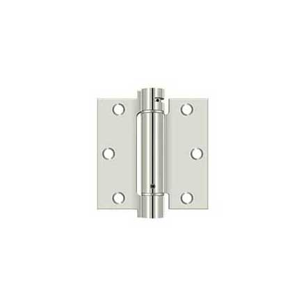 Deltana [DSH35U14] Steel Door Spring Hinge - Square Corner - Polished Nickel Finish - 3 1/2&quot; W x 3 1/2&quot; H