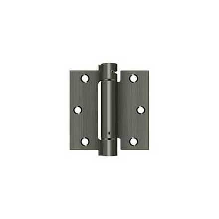 Deltana [DSH35U15A] Steel Door Spring Hinge - Square Corner - Antique Nickel Finish - 3 1/2" W x 3 1/2" H