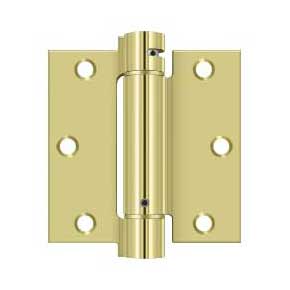 Deltana [DSH35U3] Steel Door Spring Hinge - Square Corner - Polished Brass Finish - 3 1/2" W x 3 1/2" H