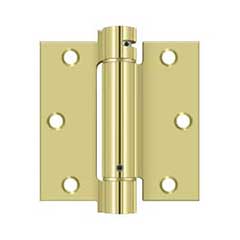 Deltana [DSH35U3] Steel Door Spring Hinge - Square Corner - Polished Brass Finish - 3 1/2&quot; W x 3 1/2&quot; H