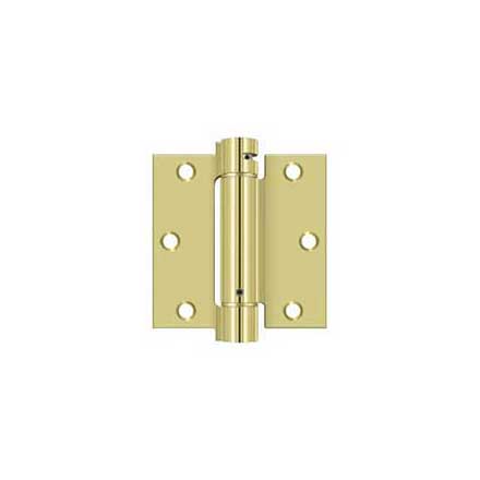 Deltana [DSH35U3] Steel Door Spring Hinge - Square Corner - Polished Brass Finish - 3 1/2&quot; W x 3 1/2&quot; H