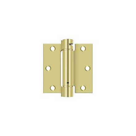 Deltana [DSH35U3] Steel Door Spring Hinge - Square Corner - Polished Brass Finish - 3 1/2&quot; W x 3 1/2&quot; H