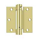 Deltana [DSH35U3] Steel Door Spring Hinge - Square Corner - Polished Brass Finish - 3 1/2" W x 3 1/2" H