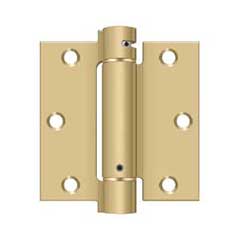 Deltana [DSH35U4] Steel Door Spring Hinge - Square Corner - Brushed Brass Finish - 3 1/2&quot; W x 3 1/2&quot; H