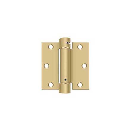 Deltana [DSH35U4] Steel Door Spring Hinge - Square Corner - Brushed Brass Finish - 3 1/2&quot; W x 3 1/2&quot; H