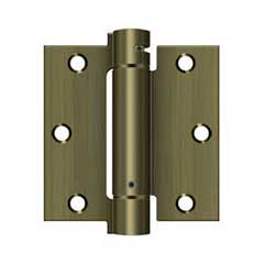 Deltana [DSH35U5] Steel Door Spring Hinge - Square Corner - Antique Brass Finish - 3 1/2&quot; W x 3 1/2&quot; H