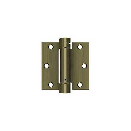 Deltana [DSH35U5] Steel Door Spring Hinge - Square Corner - Antique Brass Finish - 3 1/2&quot; W x 3 1/2&quot; H