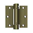 Deltana [DSH35U5] Steel Door Spring Hinge - Square Corner - Antique Brass Finish - 3 1/2&quot; W x 3 1/2&quot; H